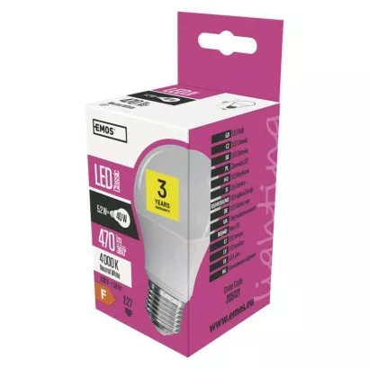 LED žiarovka Classic A60 / E27 / 5,2 W (40 W) / 470 lm / neutrálna biela