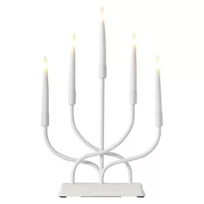 LED svietnik kovový biely, 40 cm, 2x AA, vnútorný, teplá biela