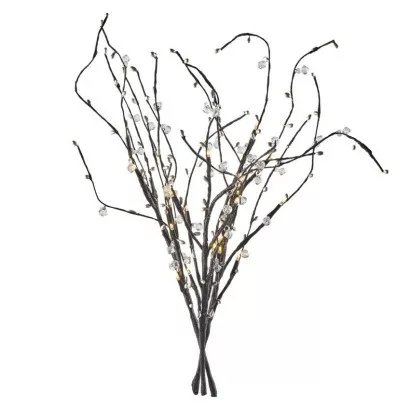 LED vetvička s perlami, 60 cm, 3x AA, vnútorná, teplá biela, časovač