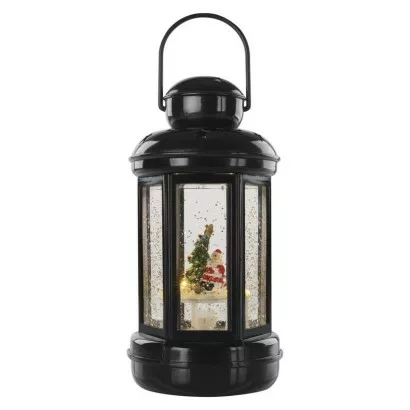 LED dekorácia – vianočný lampáš so Santom, 20 cm, 3x AAA, vnútorný, teplá biela, časovač