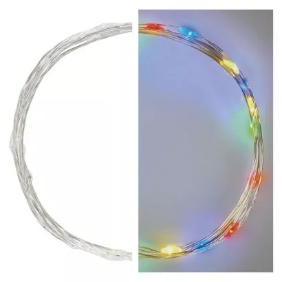 LED vianočná nano reťaz, 1,9 m, 2x AA, vnútorná, multicolor, časovač