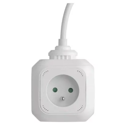 Predlžovací kábel – kocka 1,9 m / 4 zásuvky / biely / PVC / s USB / 1 mm2