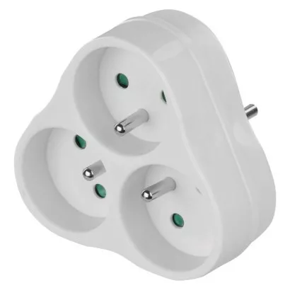 Rozbočovacia zásuvka 3× guľatá, biela