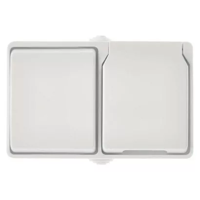 Zásuvka+prepínač striedavý č.6 IP44 French biela