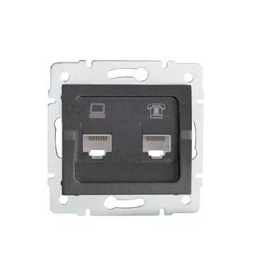 LOGI Zásuvka dátová-telefónna RJ45Cat 5e + RJ11 Grafit