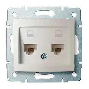 DOMO Dvojitá dátová zásuvka , nezávislá (2xRJ45Cat 6 Jack) Perleťová biela”
