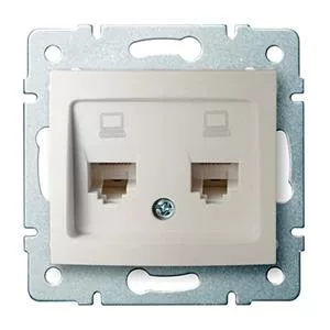 DOMO Dvojitá dátová zásuvka , nezávislá (2xRJ45Cat 5e Jack) Perleťová biela”