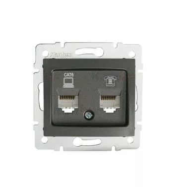 DOMO Zásuvka dátová-telefónna, (RJ45Cat 6+RJ11) Grafit”