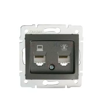 DOMO Zásuvka dátová-telefónna, (RJ45Cat 5e+RJ11) Grafit”