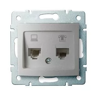 DOMO Zásuvka dátová-telefónna, (RJ45Cat 6+RJ11) Strieborná”