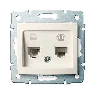DOMO Zásuvka dátová-telefónna, (RJ45Cat 5e+RJ11) Krémová”